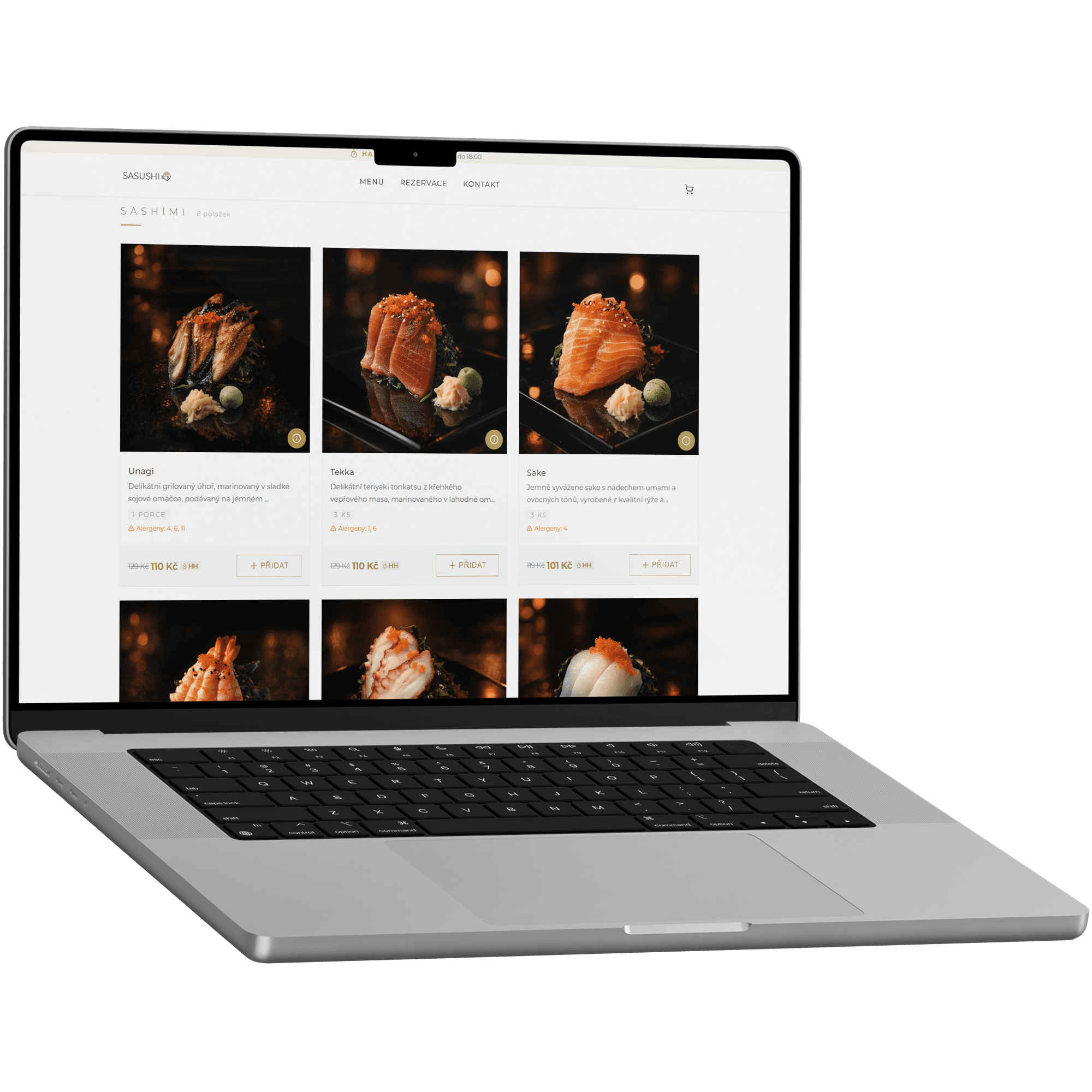 Menu v e-shopu
