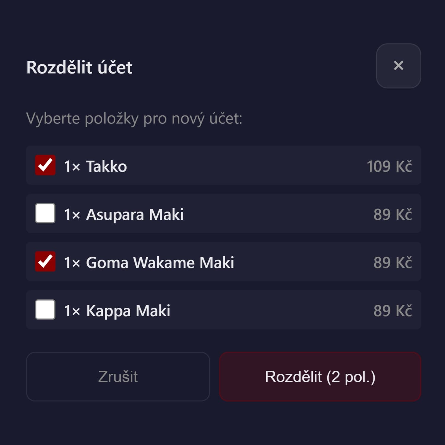 Kombinované platby a manuální režim