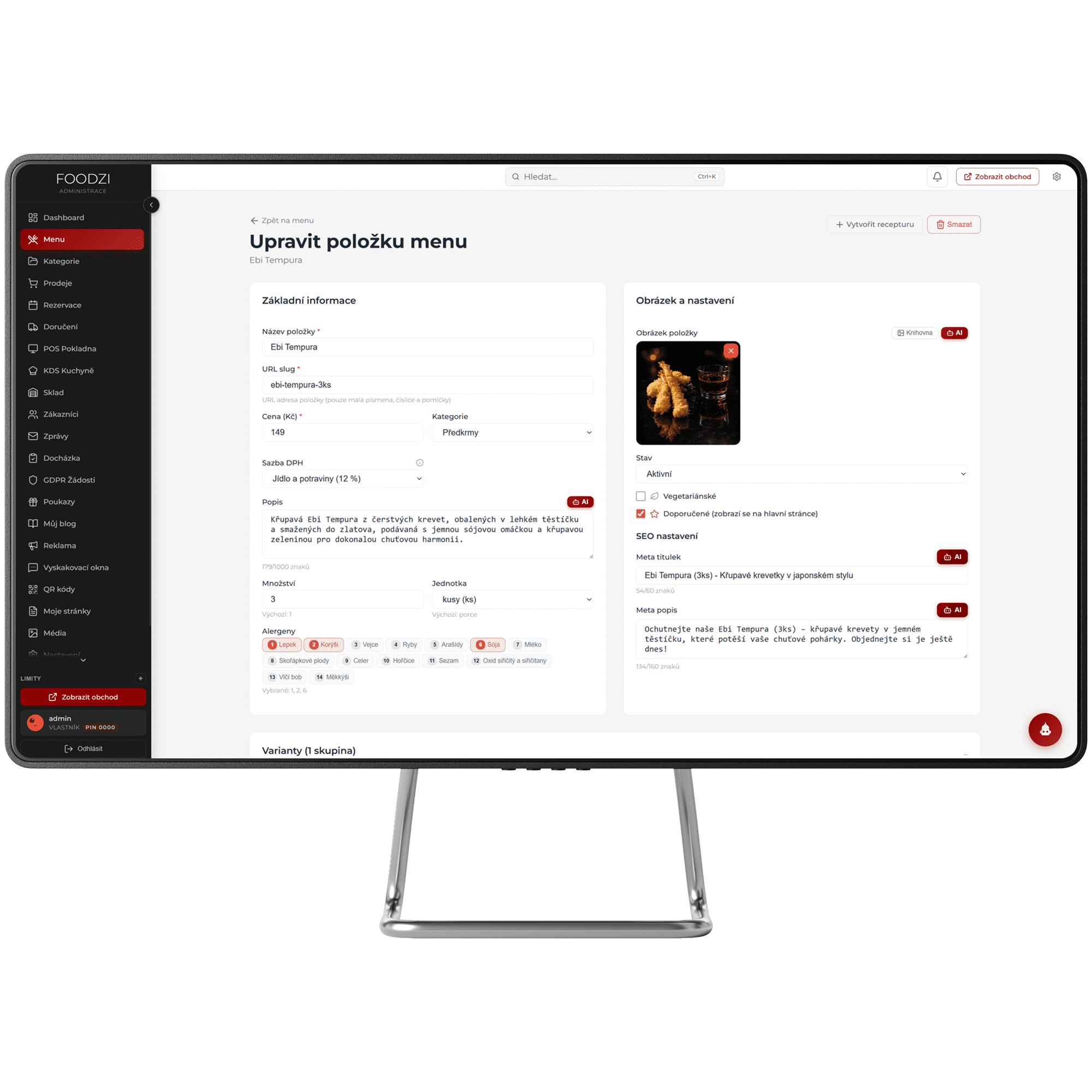 Detaily produktů a alergeny