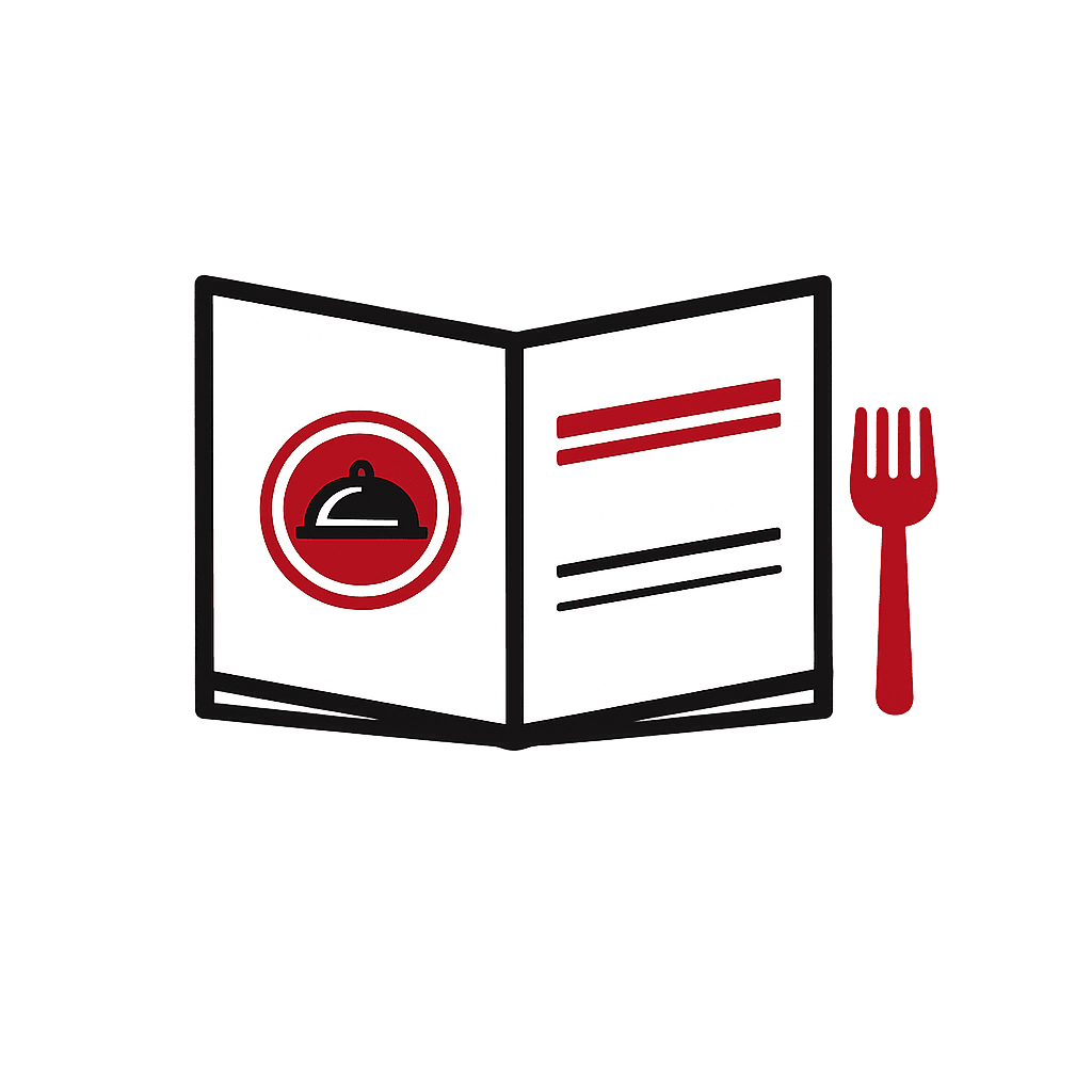 Ikona menu a značky, restaurační menu s emblémem