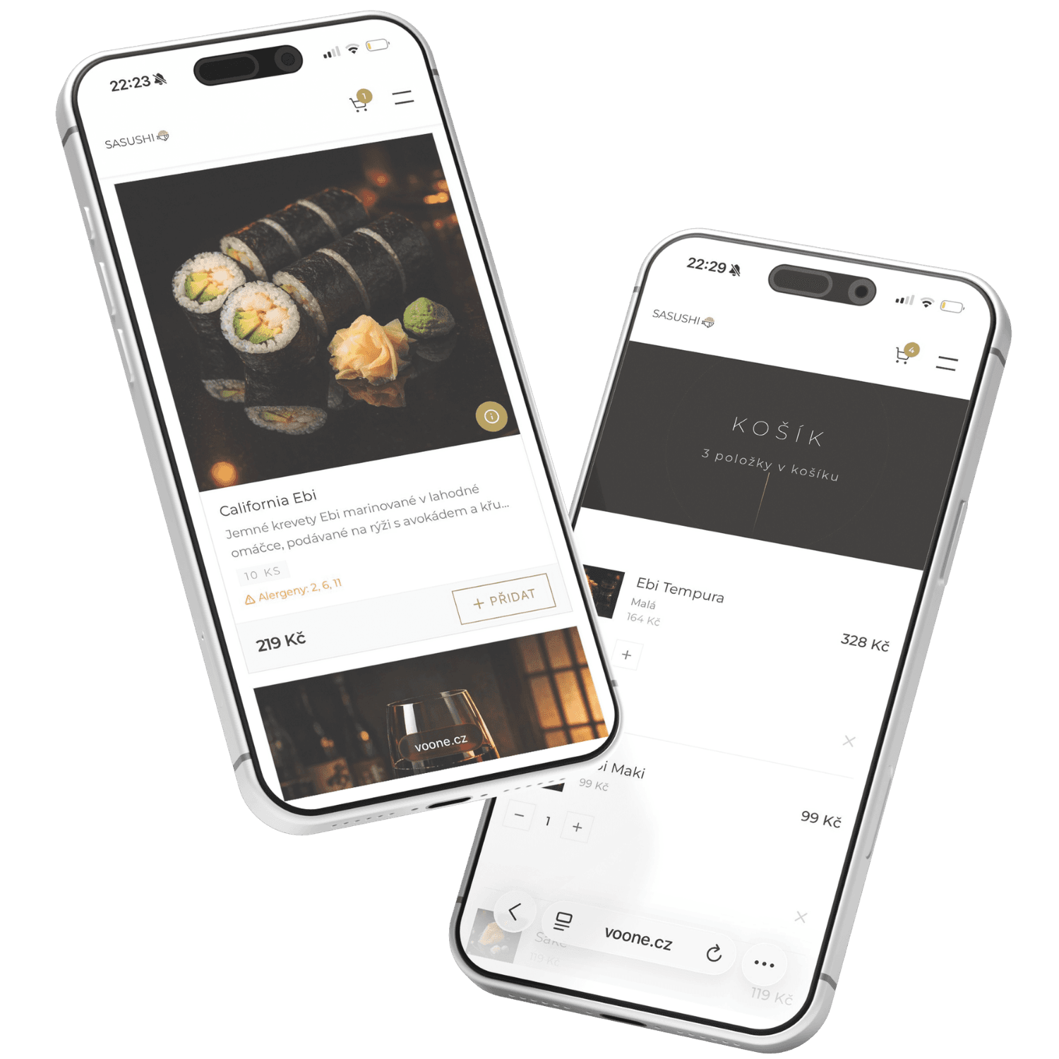 Zákazník objednává kávu předem přes e-shop FOODZI na telefonu