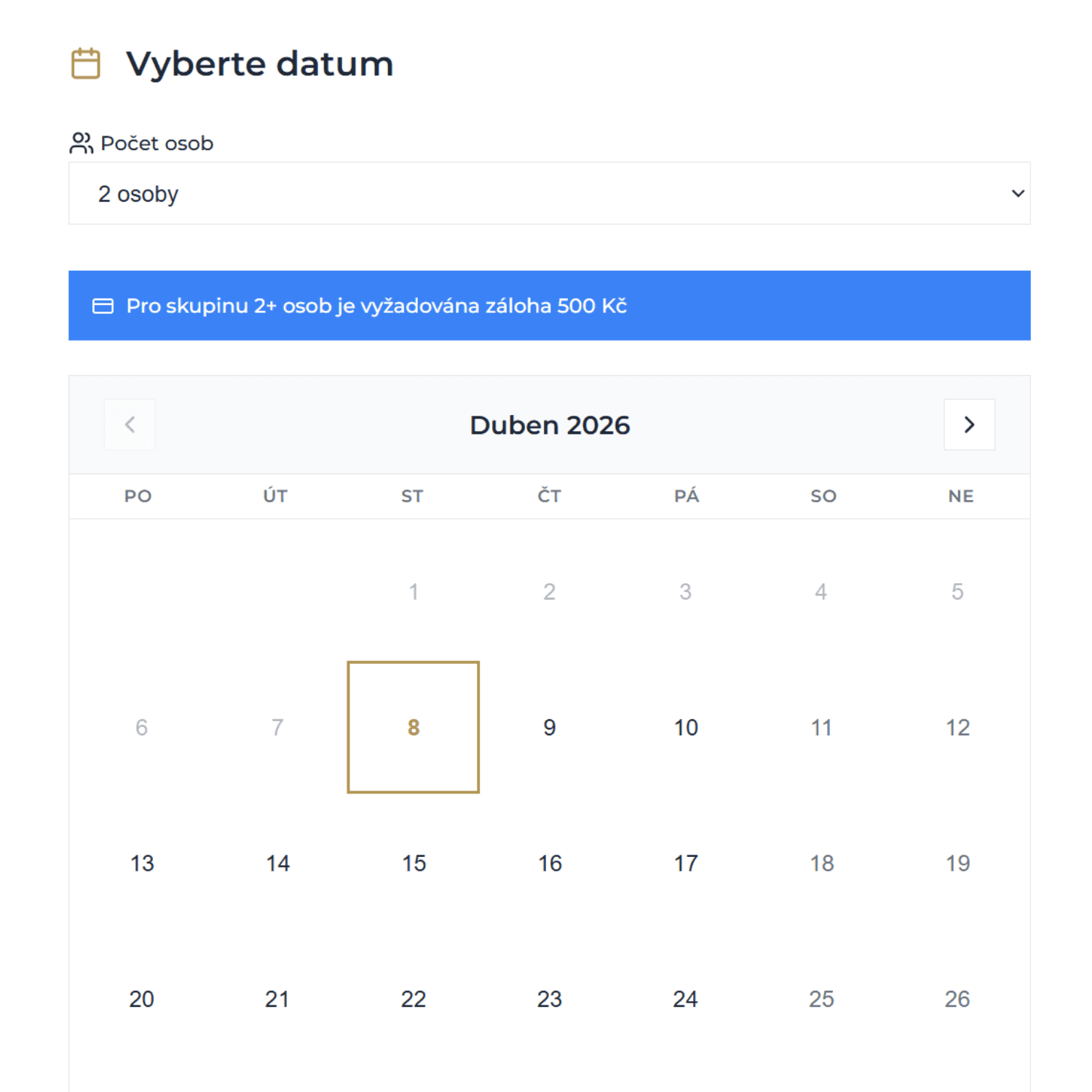 Online rezervace degustace a vinného večera přes web vinárny